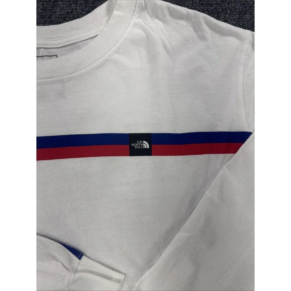 The North Face Long Sleeve T-Shirt Men's XXL White Stripe Logo Outdoor Tee